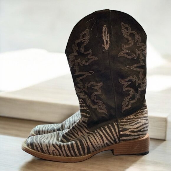Roper Shoes - Roper Women's Size 6 Black Silver Square Toe Western Boots